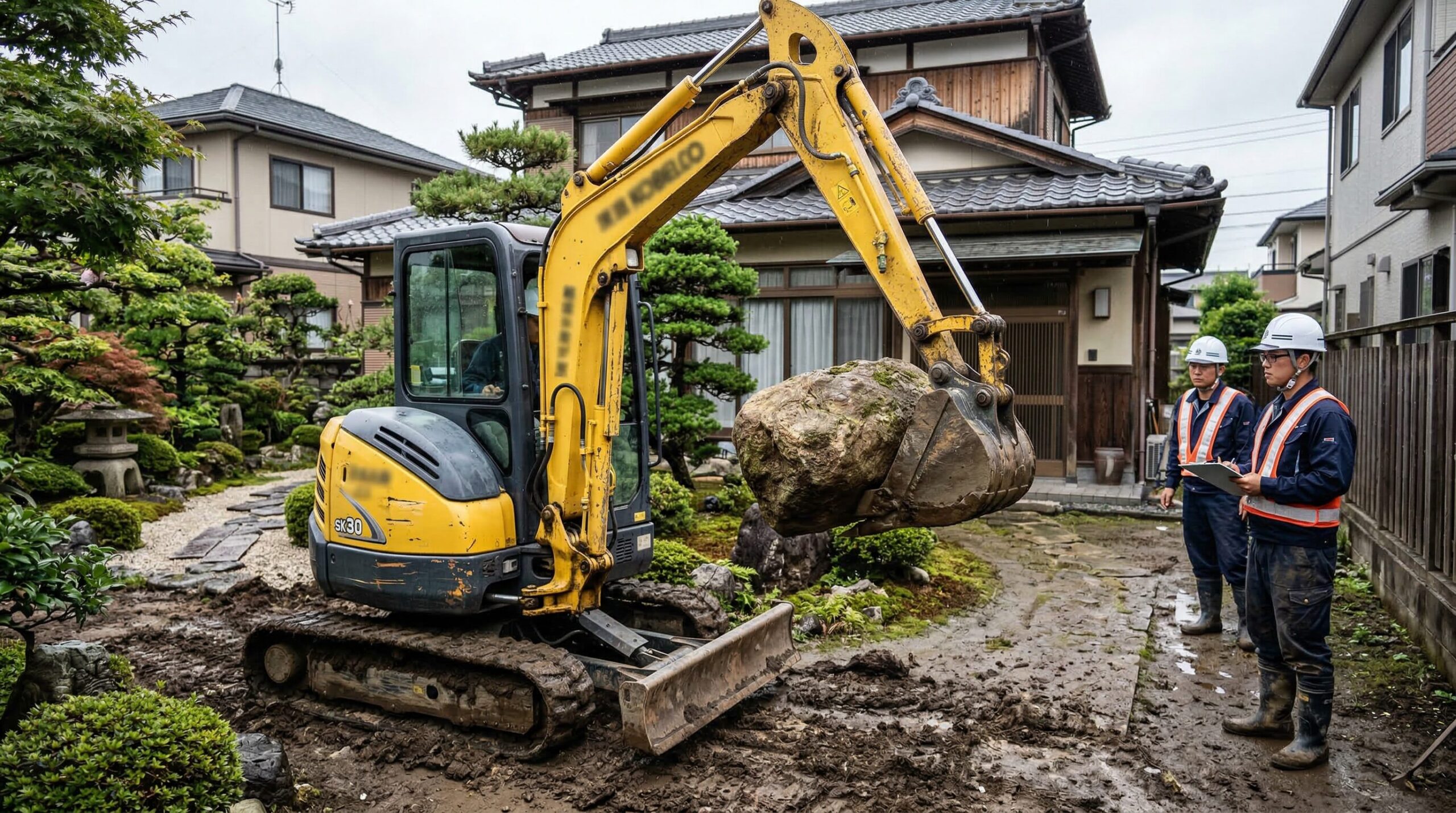庭石撤去に必要な重機・作業費の種類