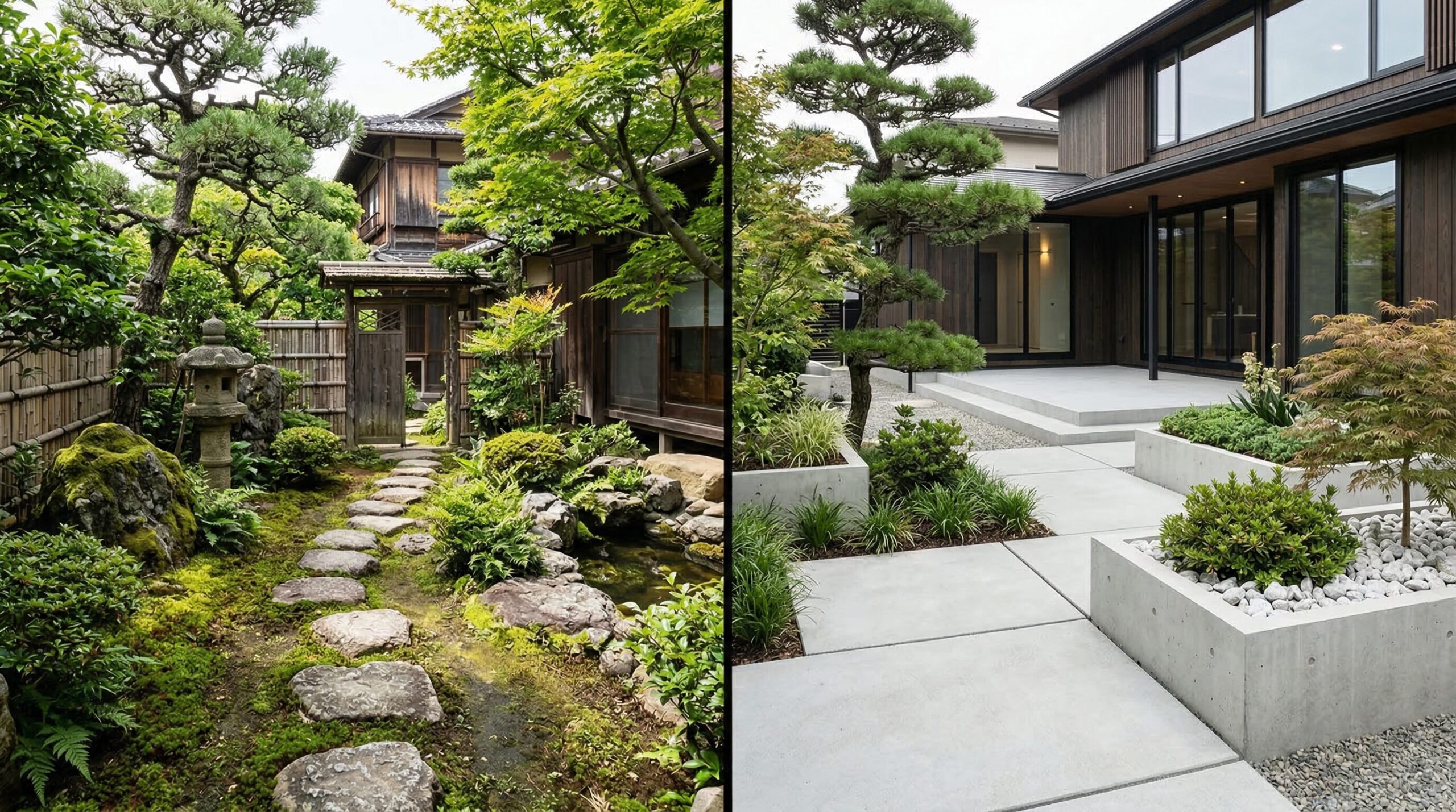 和風庭園を解体してモダン外構にした例