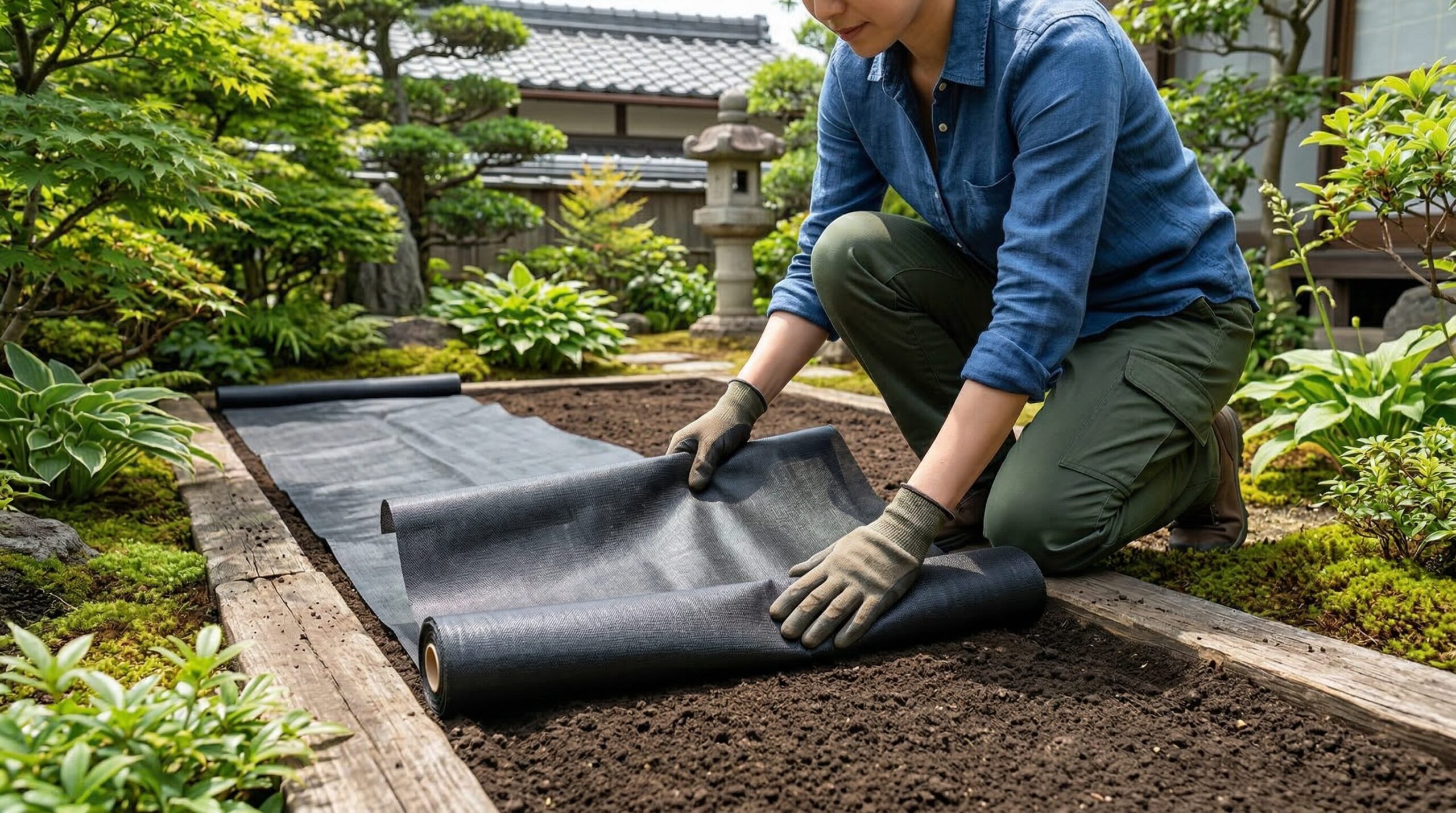 防草シートの敷き方を順序通りに解説