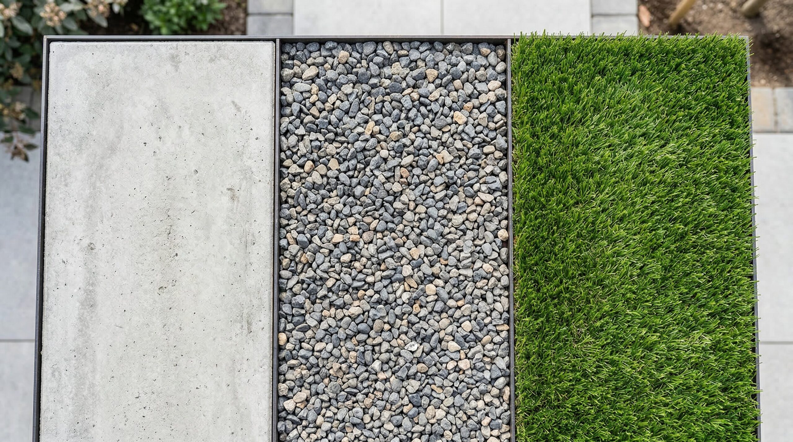 コンクリートや砂利との素材比較