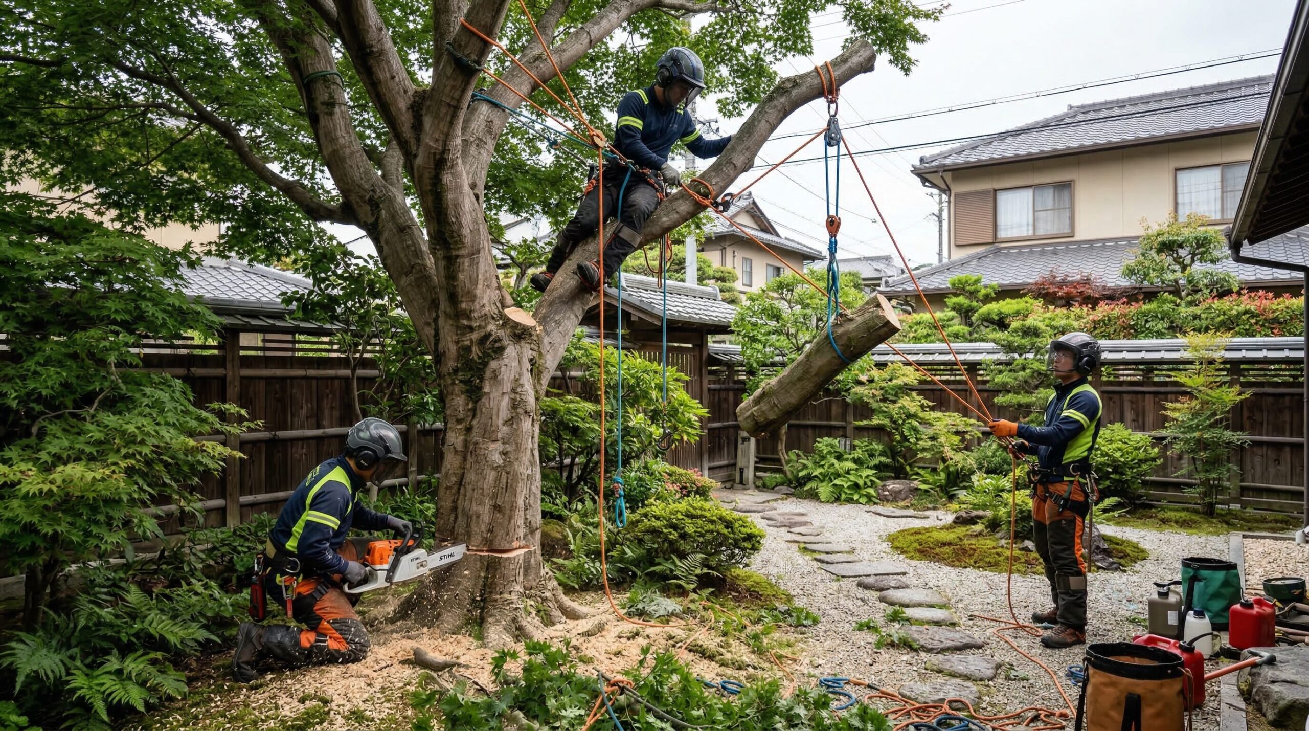 庭木伐採と抜根にかかる工事の費用