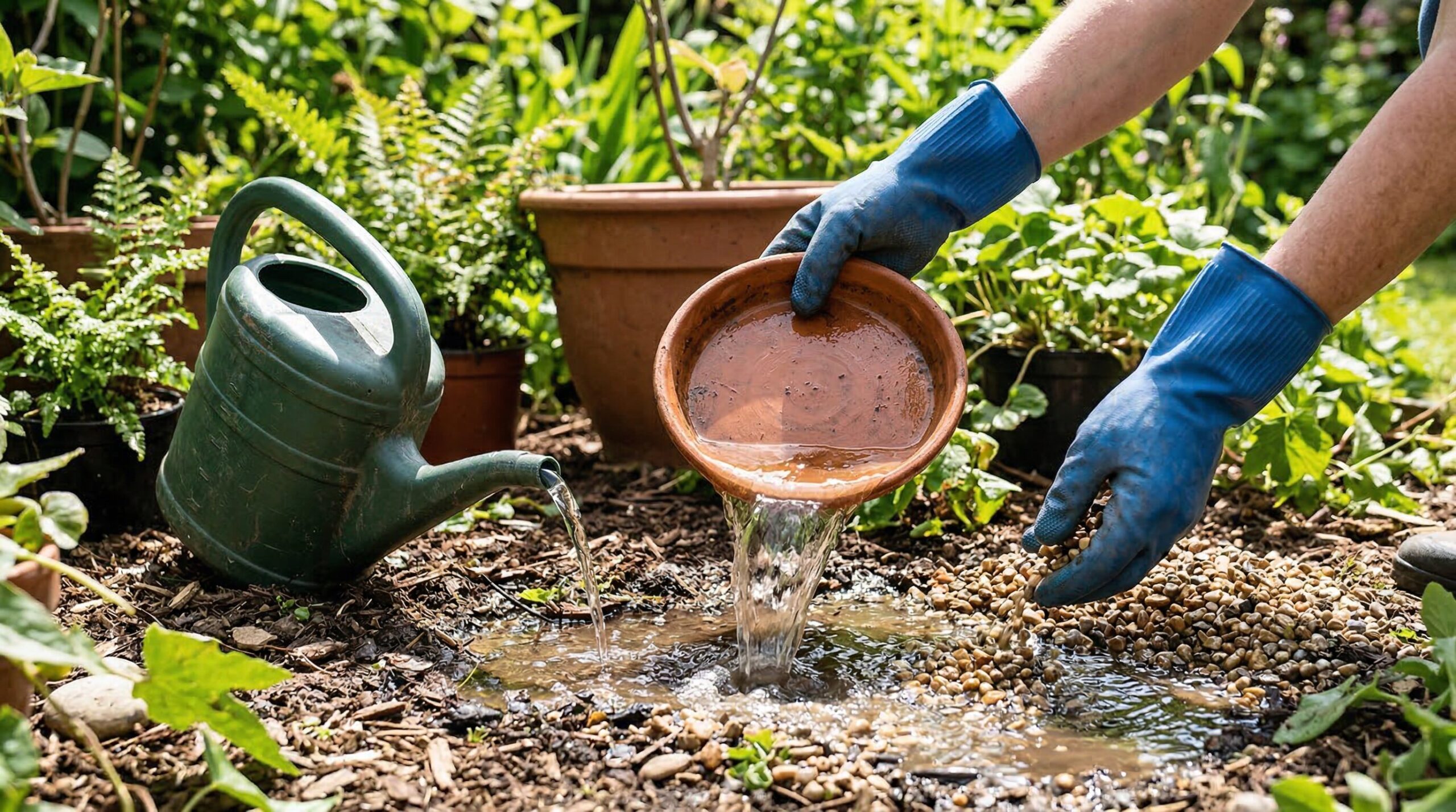 水たまりを断つ根本的な蚊の駆除手順