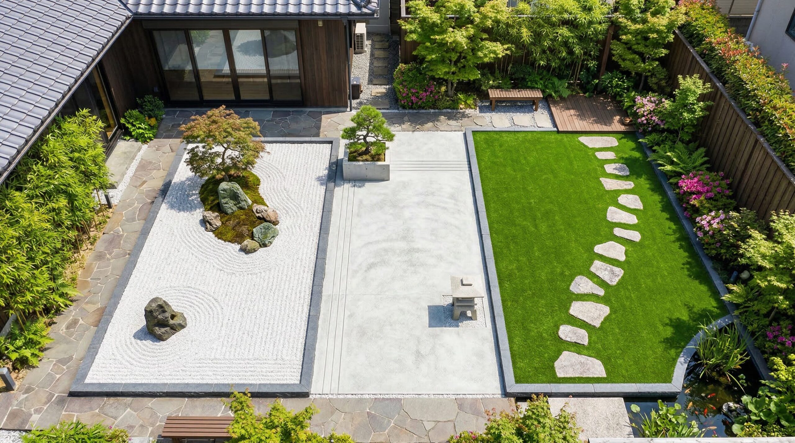 砂利・コンクリート・人工芝の特徴比較