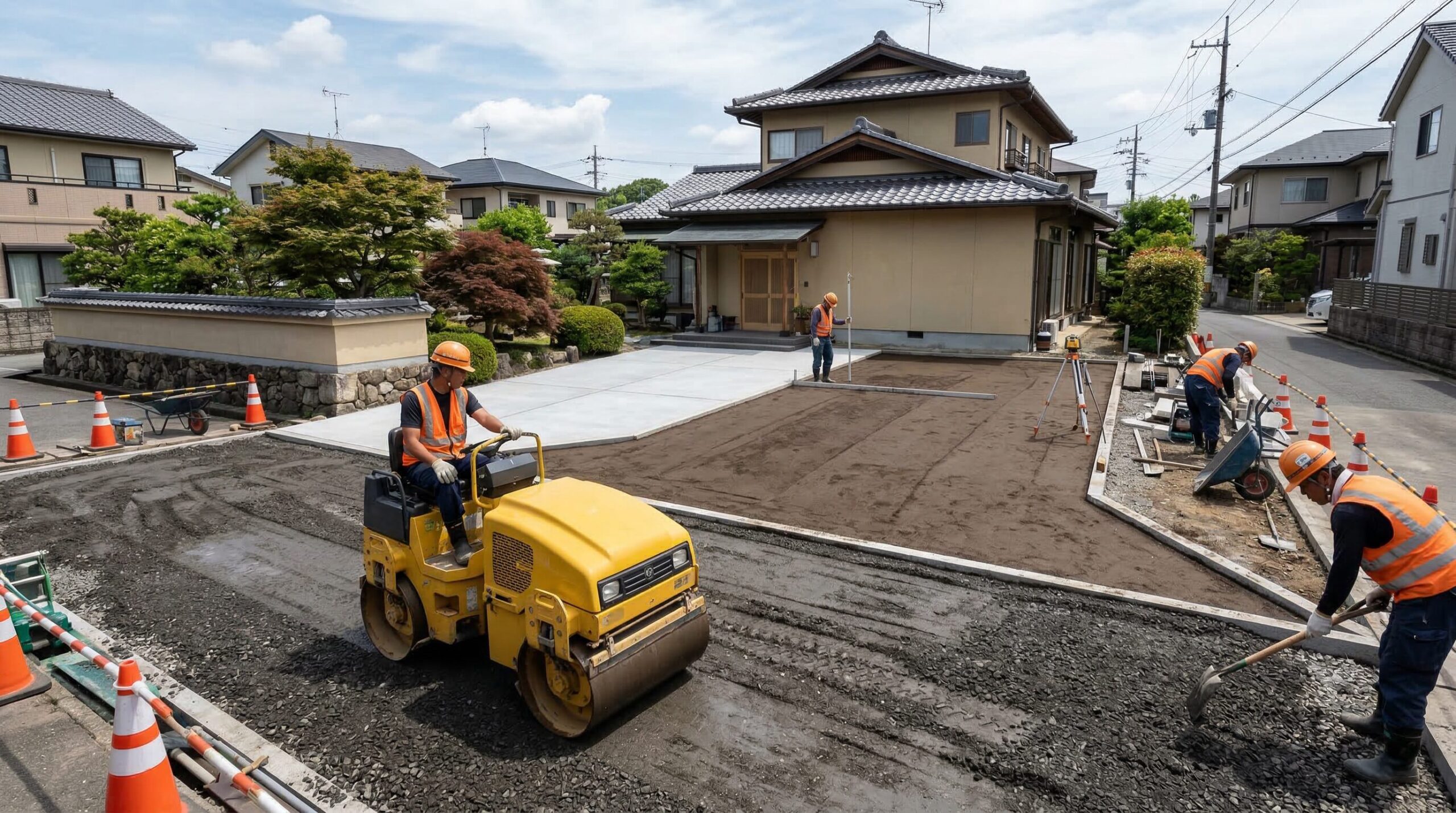 整地から舗装完成までの工程と工期