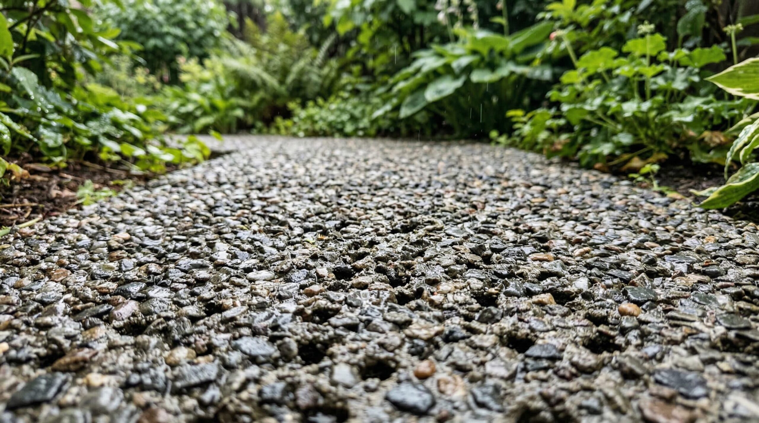 透水性コンクリートで水たまりを防ぐ