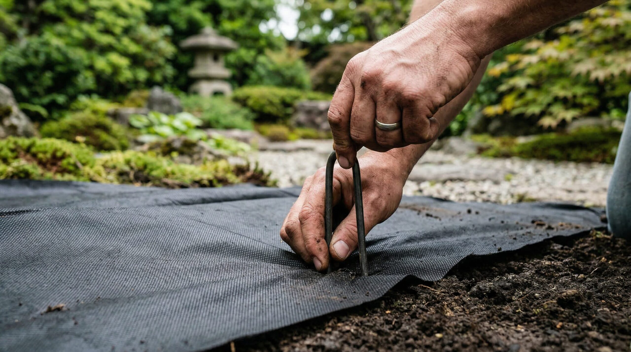 防草シートを正しく張るための施工手順
