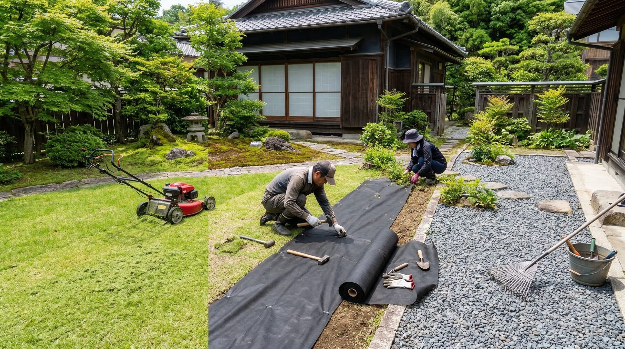 草刈り・防草シート・砂利敷きの特徴と限界