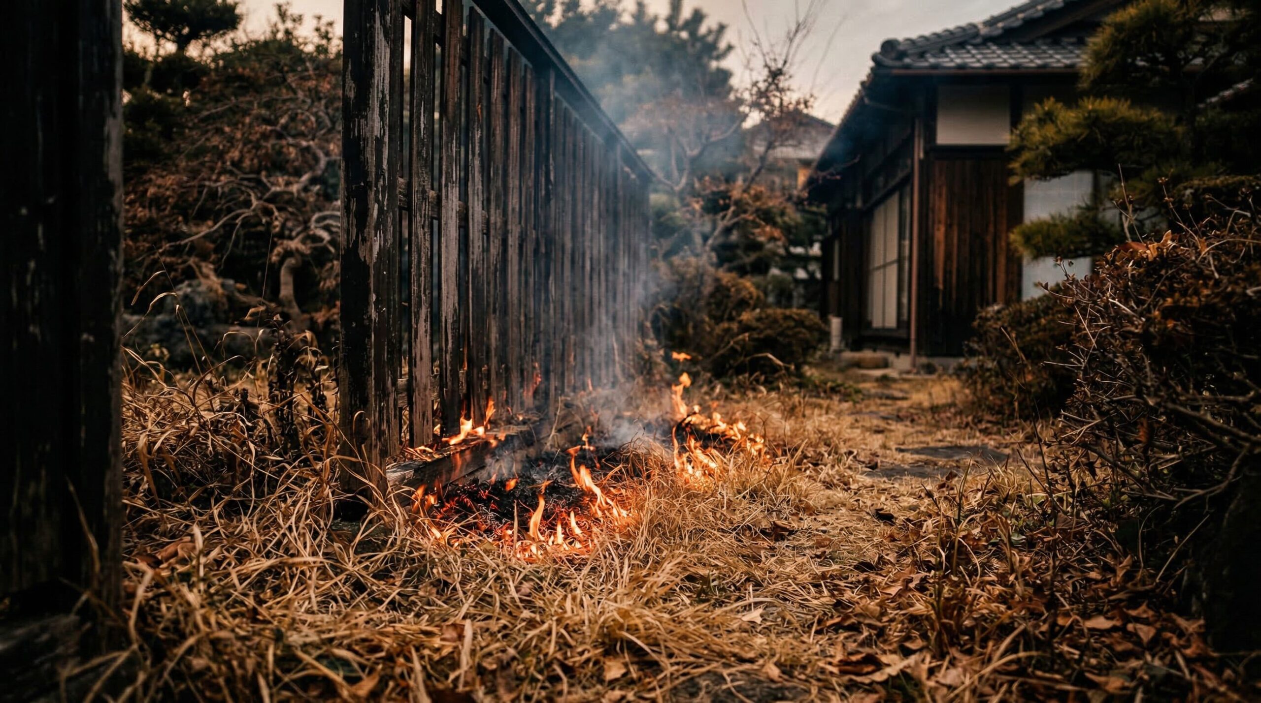 枯草が引き起こす火災延焼の危険性