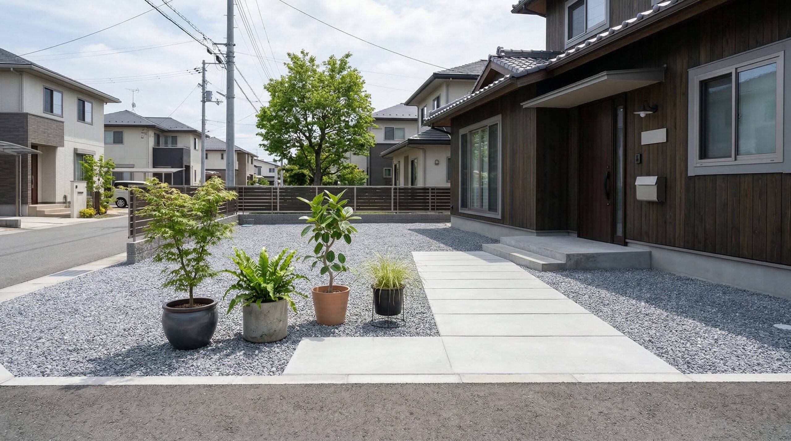 コンクリート化や砂利敷きで維持の手間を省く