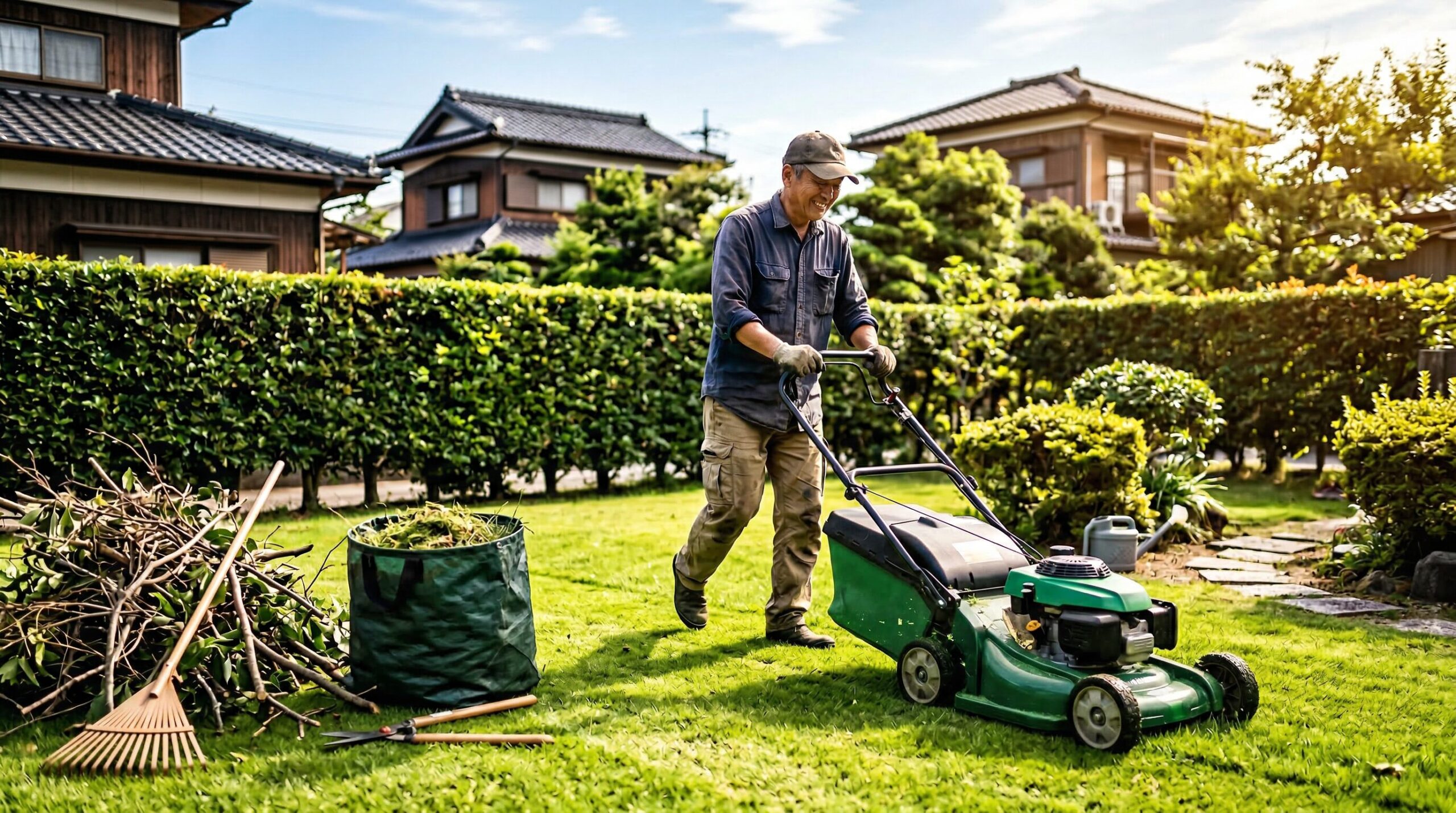 草刈りと剪定のDIYタイムライン週末2日間