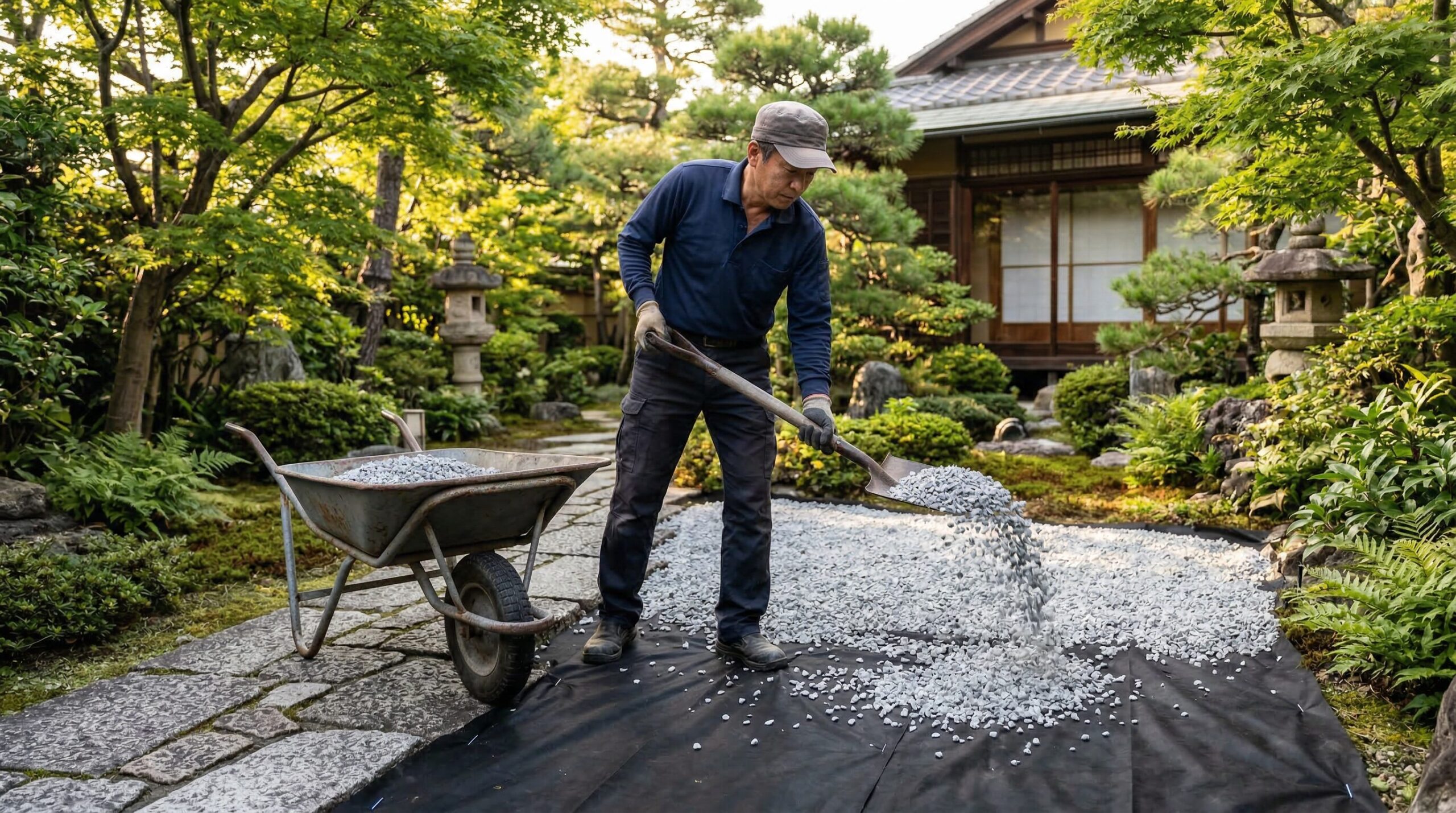 砂利を重ねて敷く場合の追加作業と厚さの目安