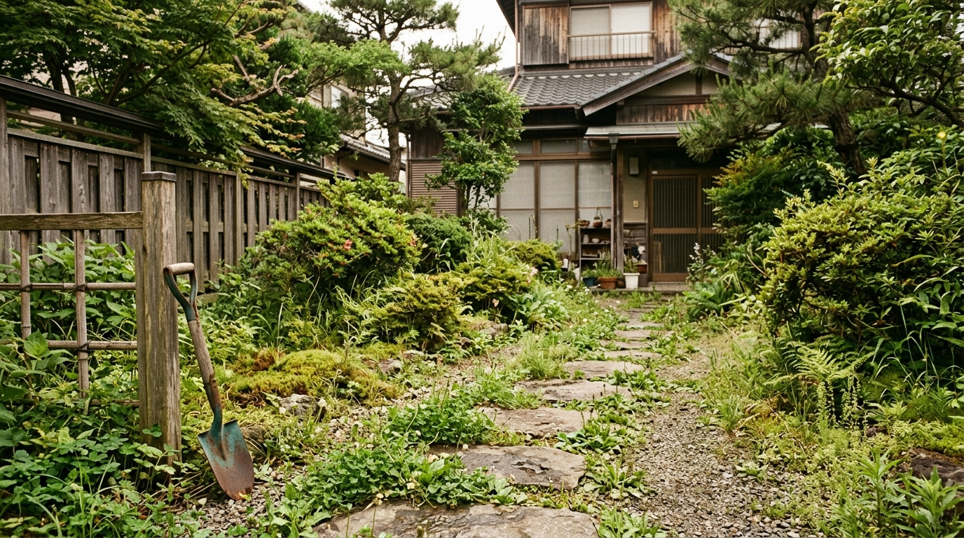 手入れが行き届いていない実家の庭